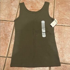Duluth Trading Olive Green Sleeveless ribbed Women's Top NWT
